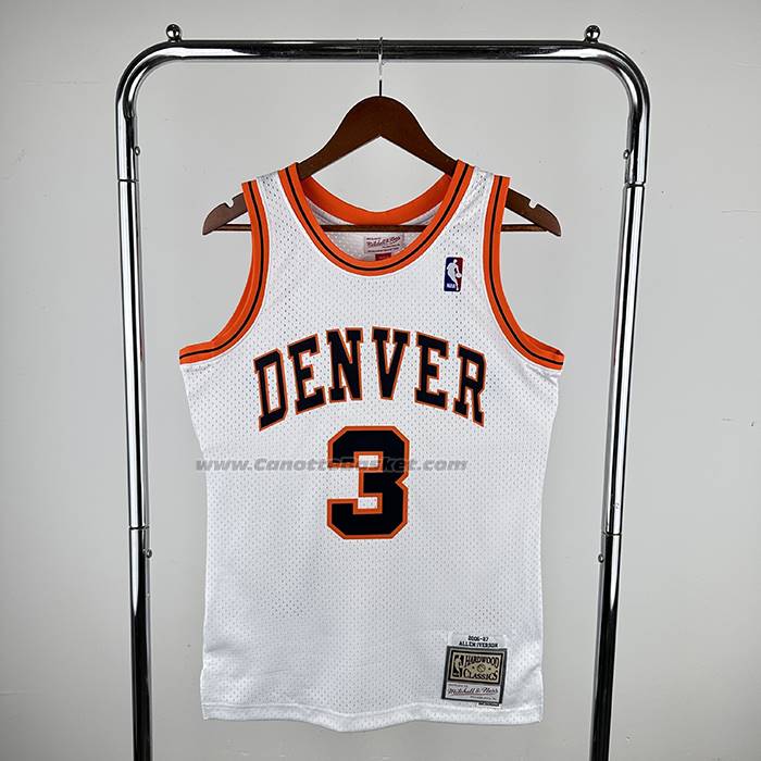 Maglia Denver Nuggets Allen Iverson No 3 Mitchell & Ness 2006-07 Bianco1